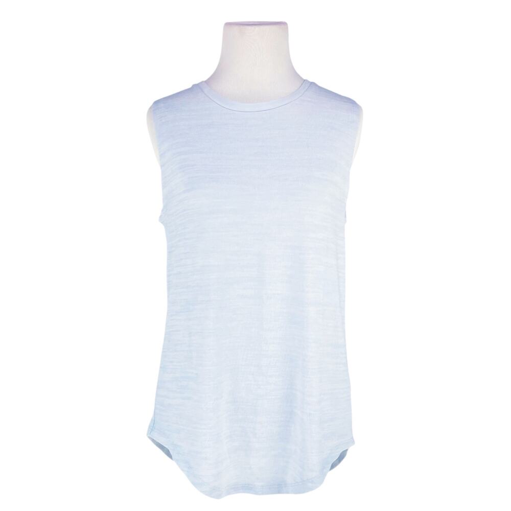 BASSIKE Soft Stretch Knit Open Back Tank in Light Heathered Blue Size XS
